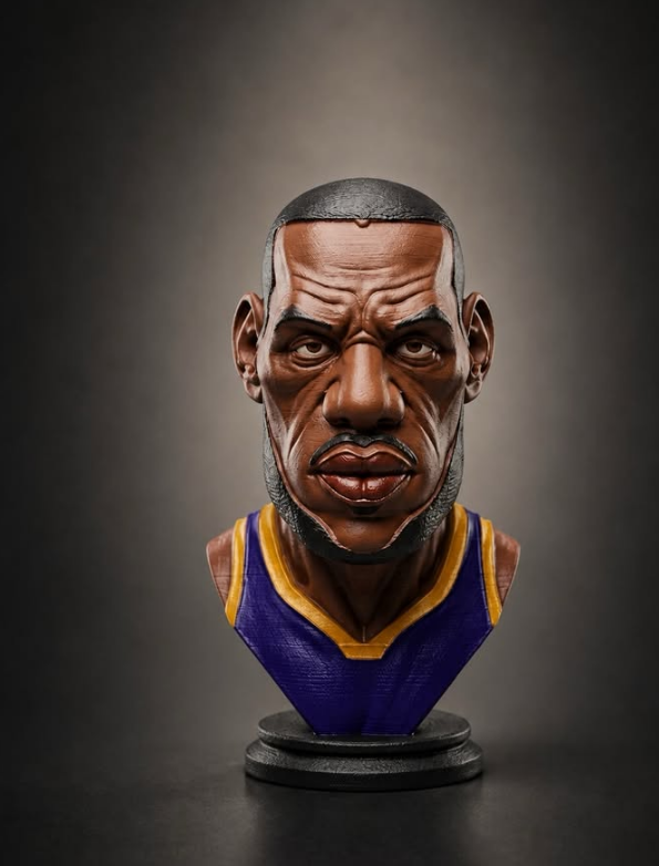 Busto de jogador de basquete em uma base preta