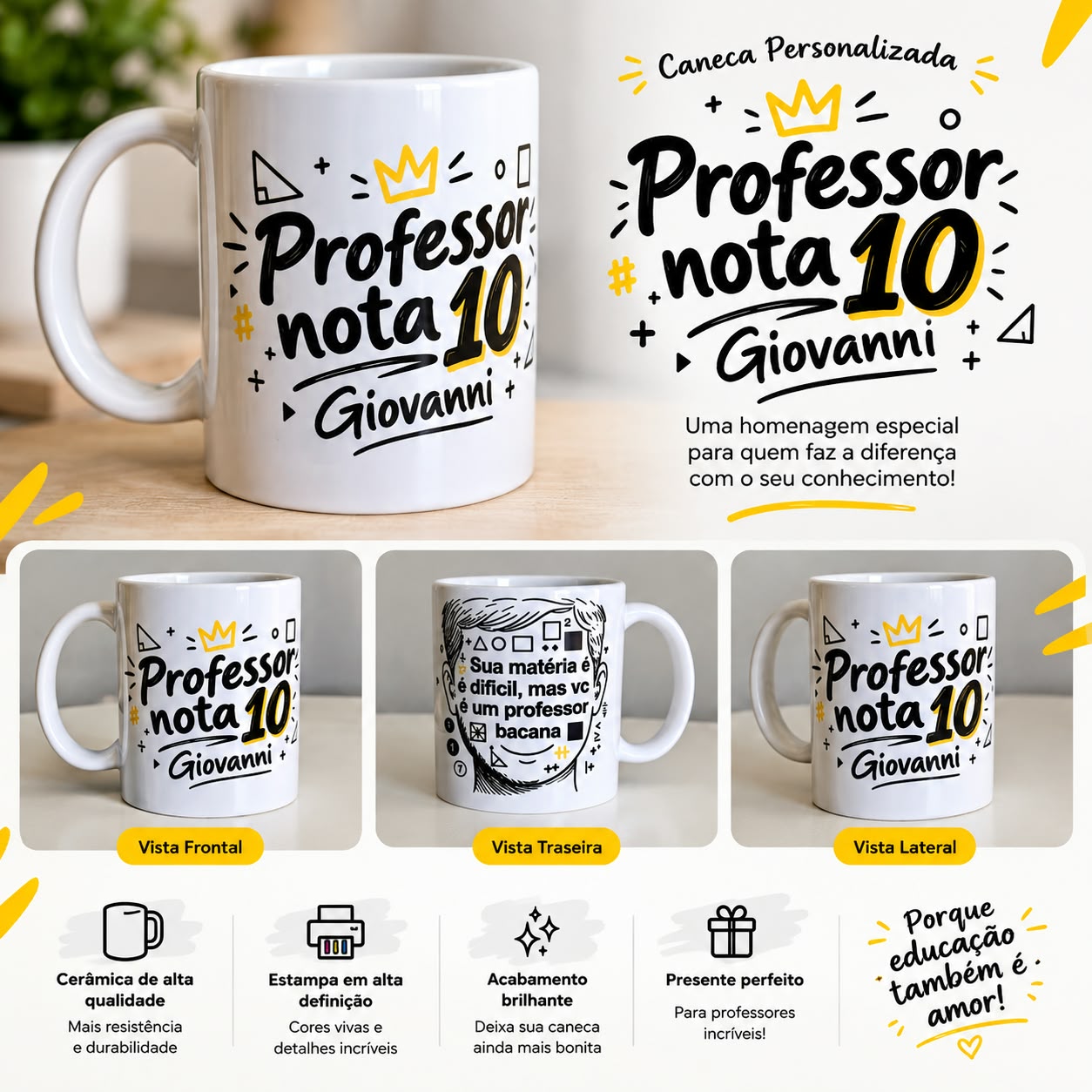 Caneca personalizada para professores